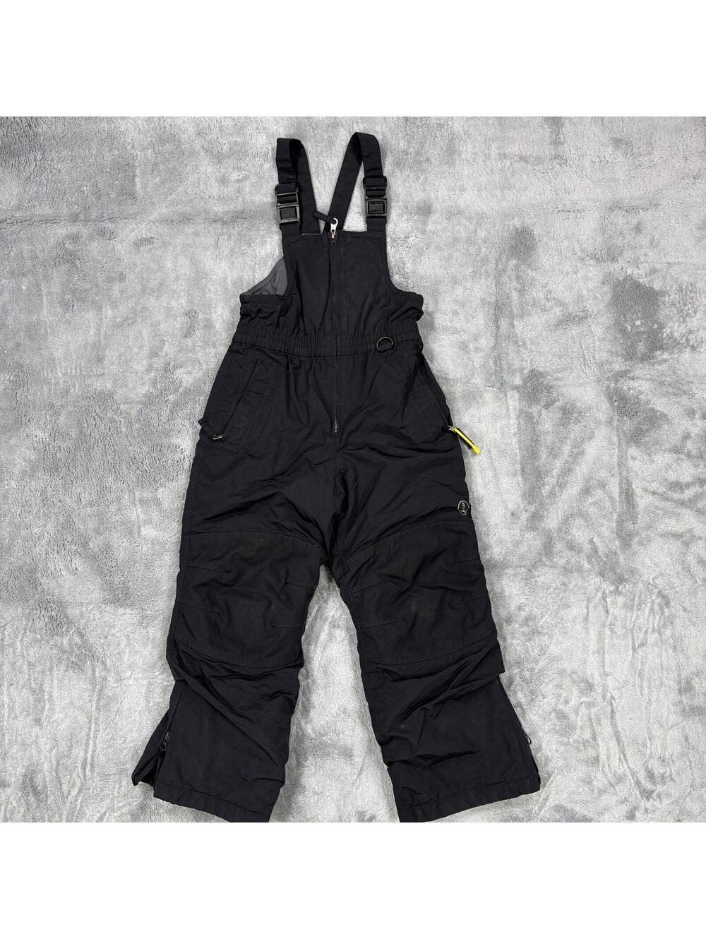 Lands' End Kids Squall Snow Bib Overalls Size 6 Black Insulated Grow-A-Longs